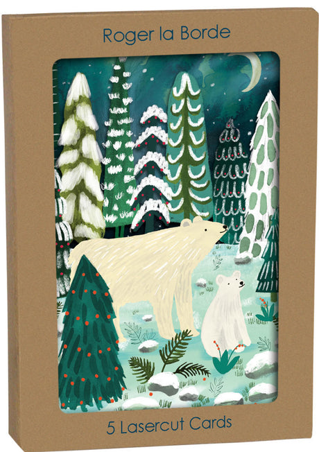 Roger la Borde Northern Lights Lasercut Christmas Card featuring artwork by Katie Vernon