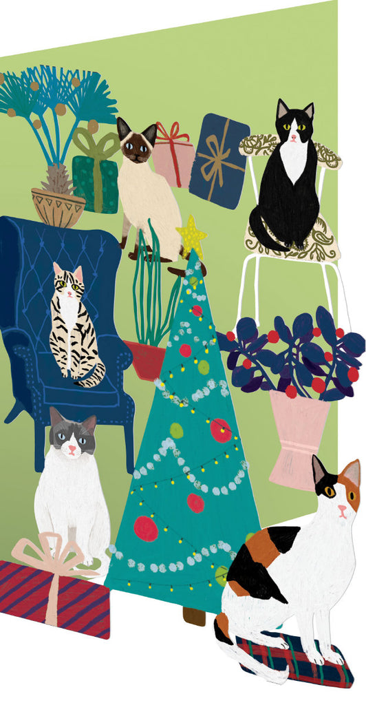 Roger la Borde Cat and Dog Palais Lasercut Card Christmas featuring artwork by Anne Bentley
