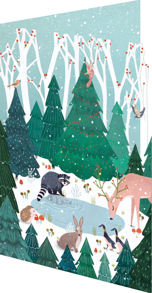 Roger la Borde Wild Wood Hideaway Lasercut Card Christmas featuring artwork by Antoana Oreski