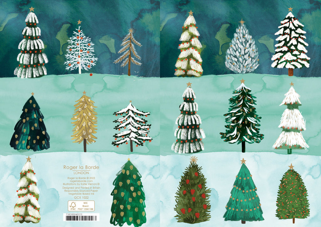 Roger la Borde Wild Winter Forest Standard Christmas Card featuring artwork by Katie Vernon