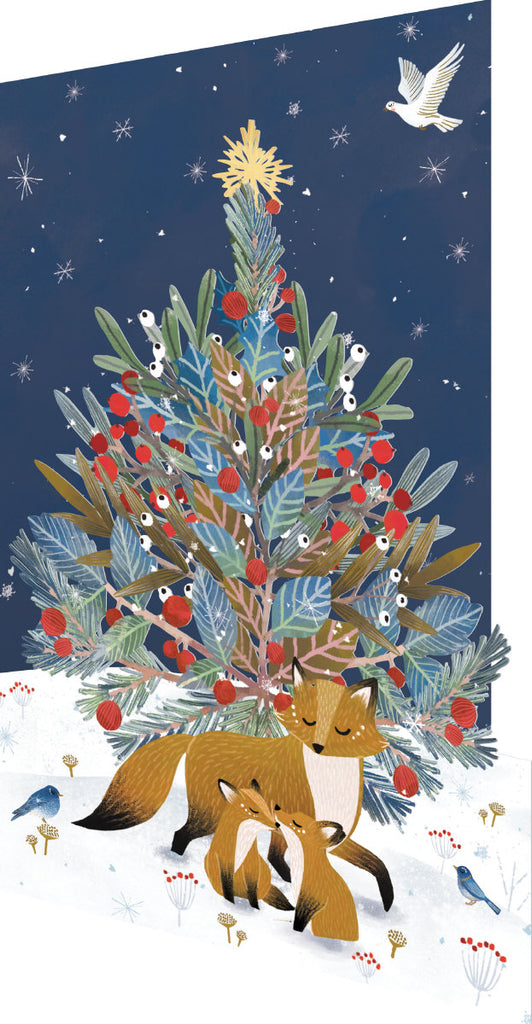 Roger la Borde Paw Prints in the Snow Lasercut Christmas Card featuring artwork by Antoana Oreski