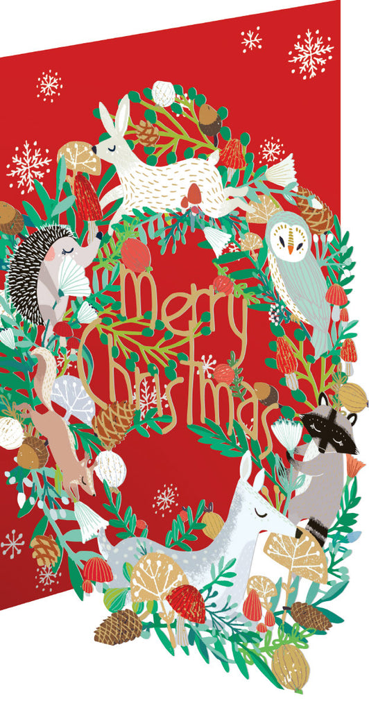 Roger la Borde Animal Wreath Lasercut Christmas Card featuring artwork by Antoana Oreski