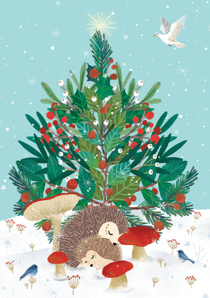Roger la Borde Beneath the Tree Standard Christmas Card featuring artwork by Antoana Oreski