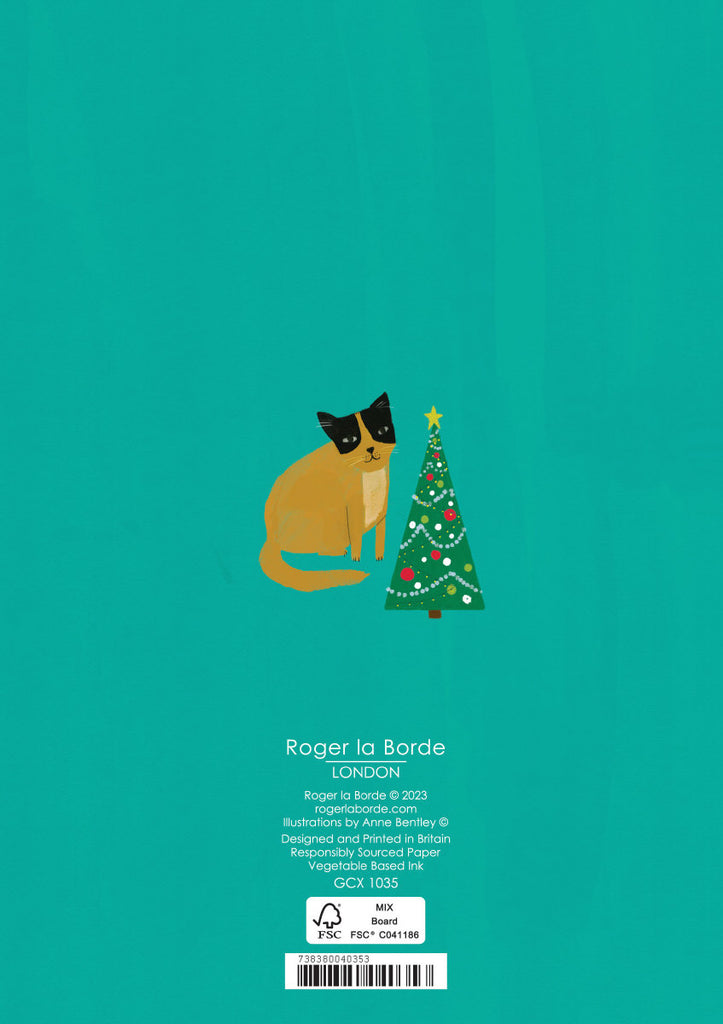 Roger la Borde Chou Chou Chat Standard Christmas Card featuring artwork by Anne Bentley