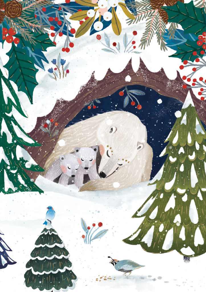 Roger la Borde Polar Bear Bower Standard Christmas Card featuring artwork by Antoana Oreski