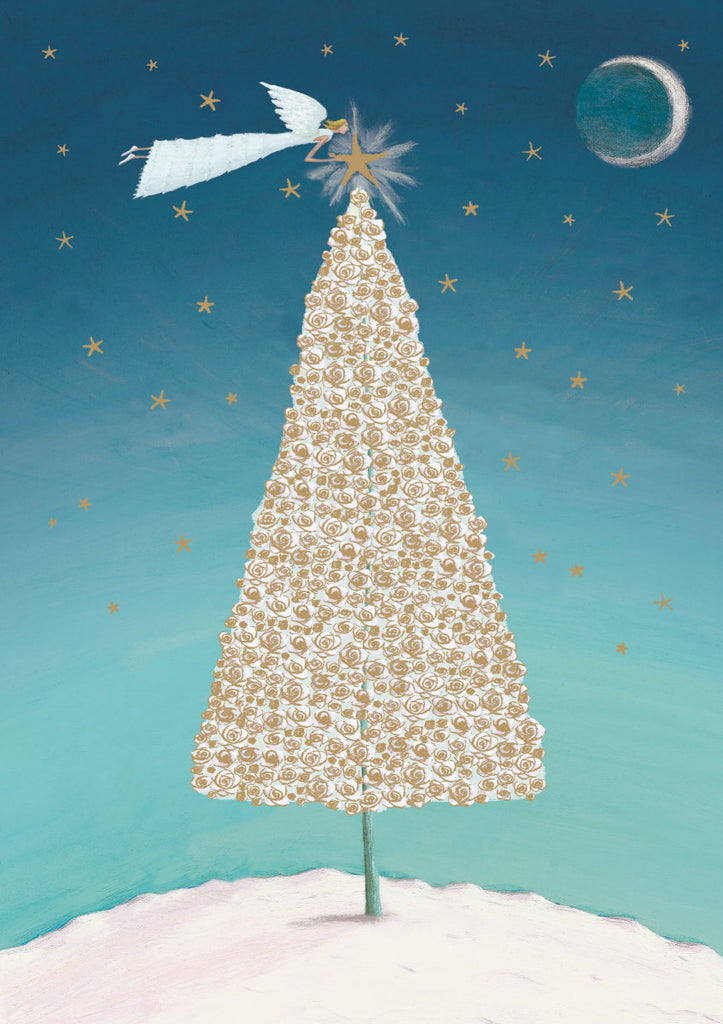 Roger la Borde Christmas Tree Standard Christmas Card featuring artwork by Roger la Borde