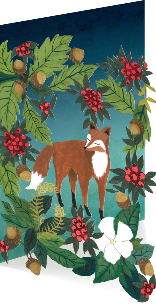 Roger la Borde Fox and Hare Lasercut Card Christmas featuring artwork by Rebecca Rebouche