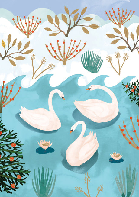 Roger la Borde Swans Standard card featuring artwork by Katie Vernon