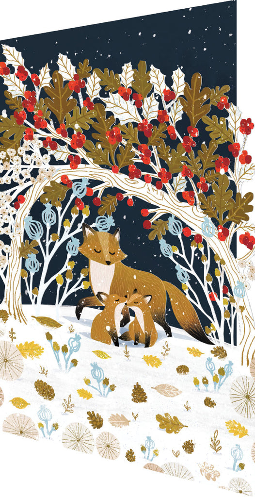 Roger la Borde Frosty Forest Lasercut Card Christmas featuring artwork by Antoana Oreski