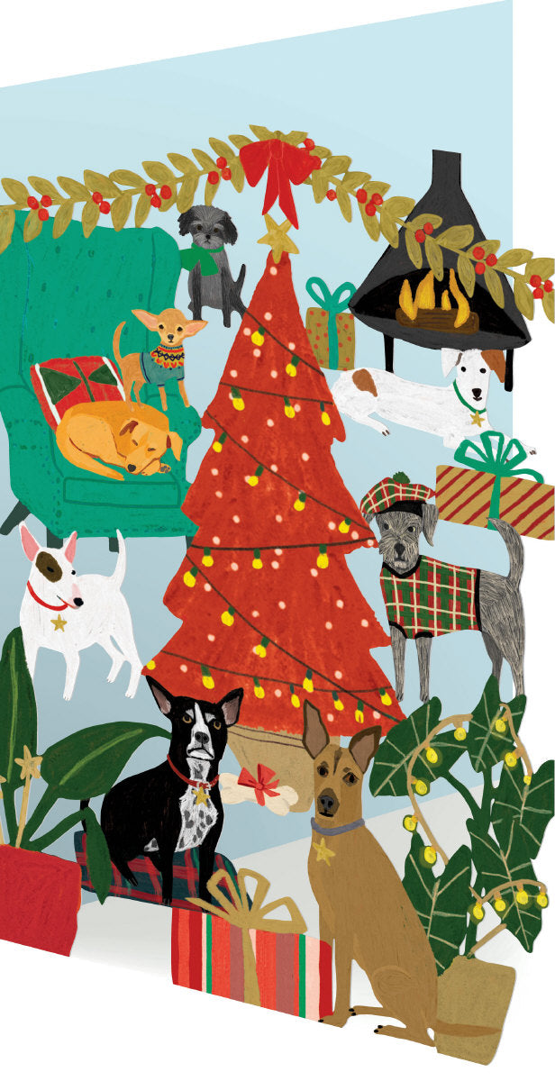 Roger la Borde Cat and Dog Palais Lasercut Card Christmas featuring artwork by Anne Bentley