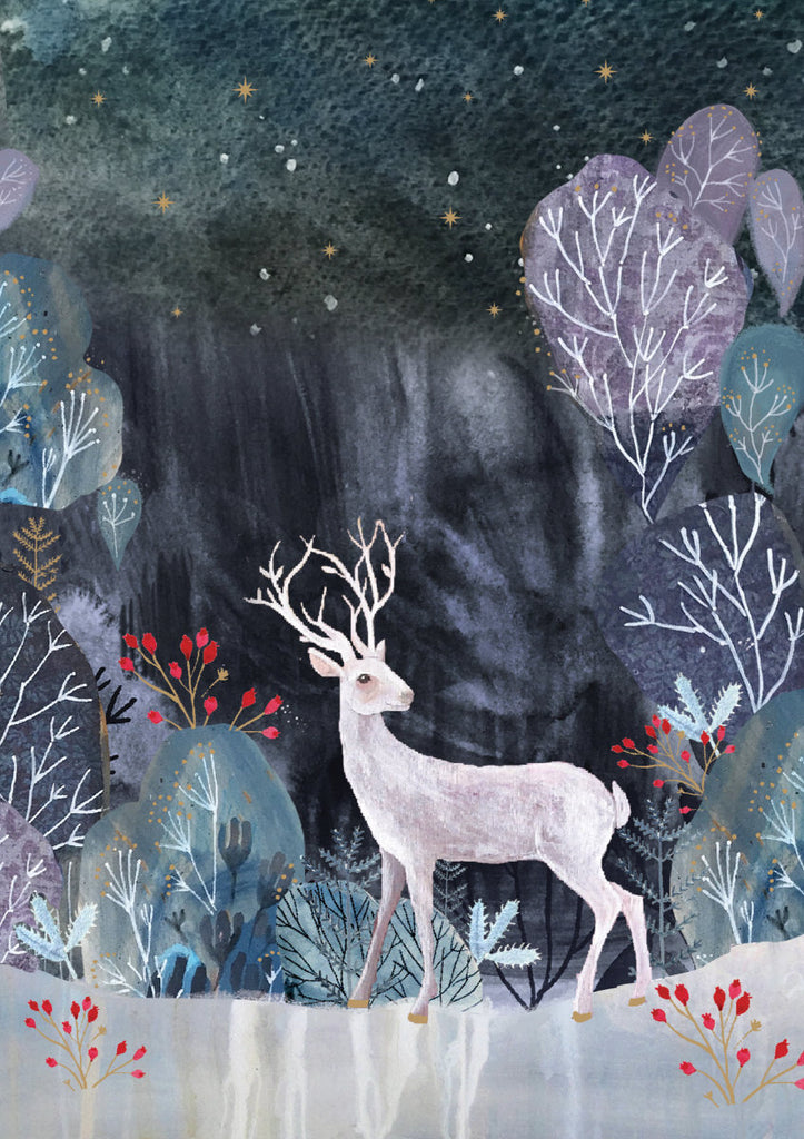 Roger la Borde Silver Stag Greeting Card featuring artwork by Kendra Binney