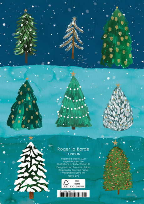 Roger la Borde Christmas Conifer Greeting Card featuring artwork by Katie Vernon