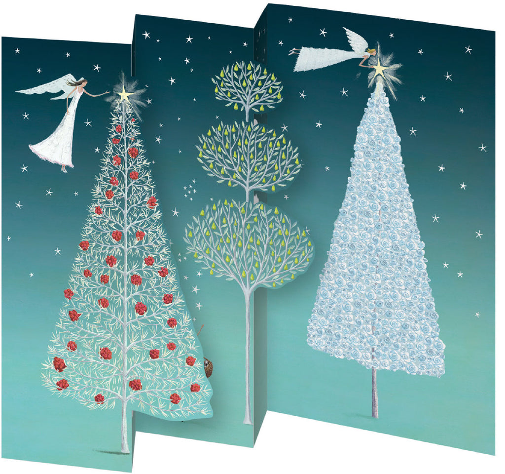 Roger la Borde Christmas Tree Notecard Pack (5 tri-fold cards) featuring artwork by Mary Claire Smith