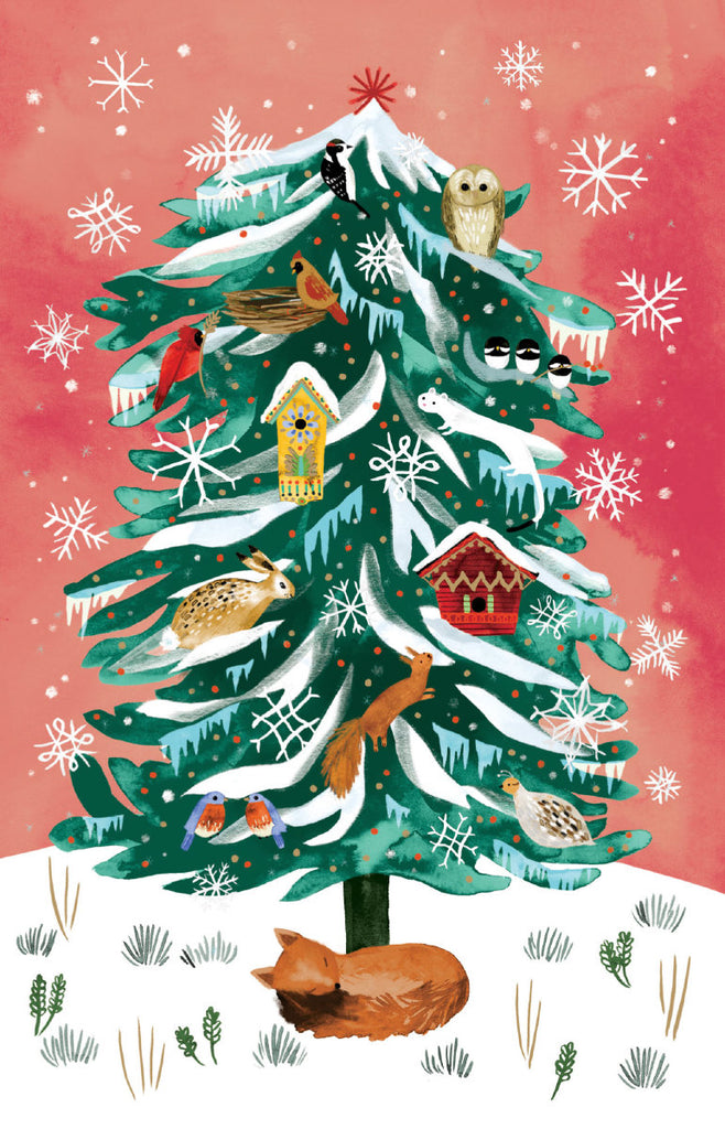 Roger la Borde Christmas Conifer Notecard pack featuring artwork by Katie Vernon