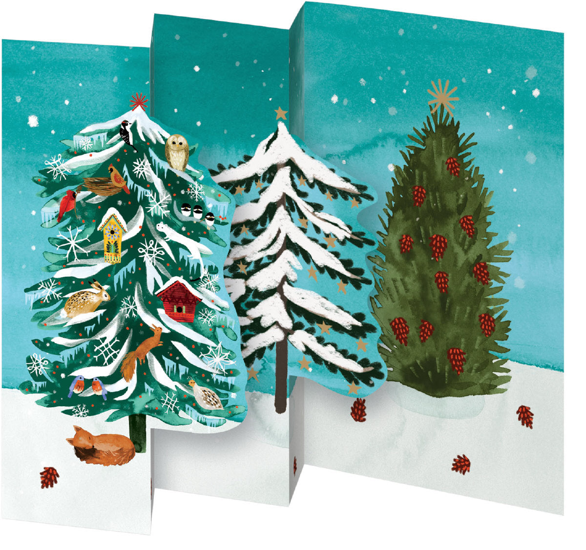 Roger la Borde Christmas Conifer Notecard pack featuring artwork by Katie Vernon