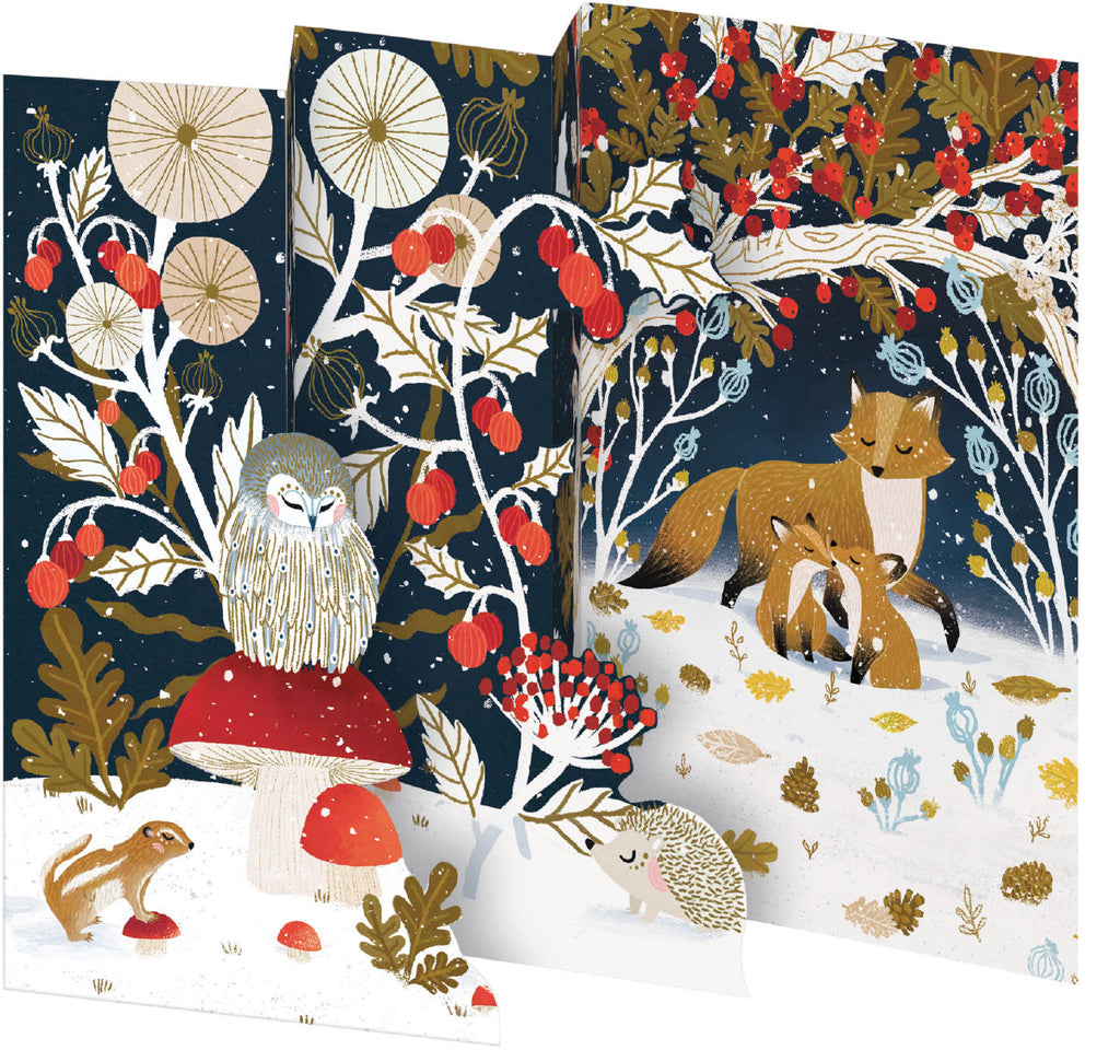 Roger la Borde Frosty Forest Notecard Pack (5 tri-fold cards) featuring artwork by Antoana Oreski