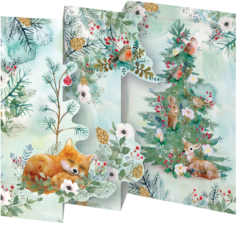Roger la Borde Christmas Tree Notecard Pack (5 tri-fold cards) featuring artwork by Kendra Binney