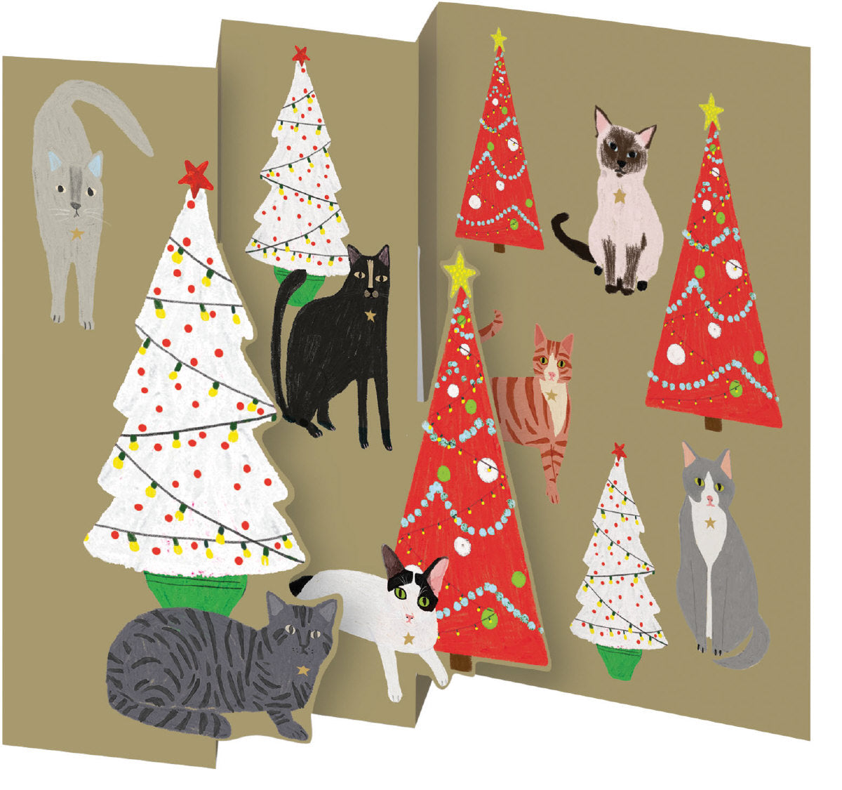 Roger la Borde Cat and Dog Palais Trifold Notecard featuring artwork by Anne Bentley