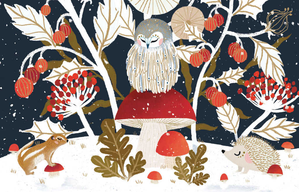 Roger la Borde Frosty Forest Notecard pack featuring artwork by Antoana Oreski