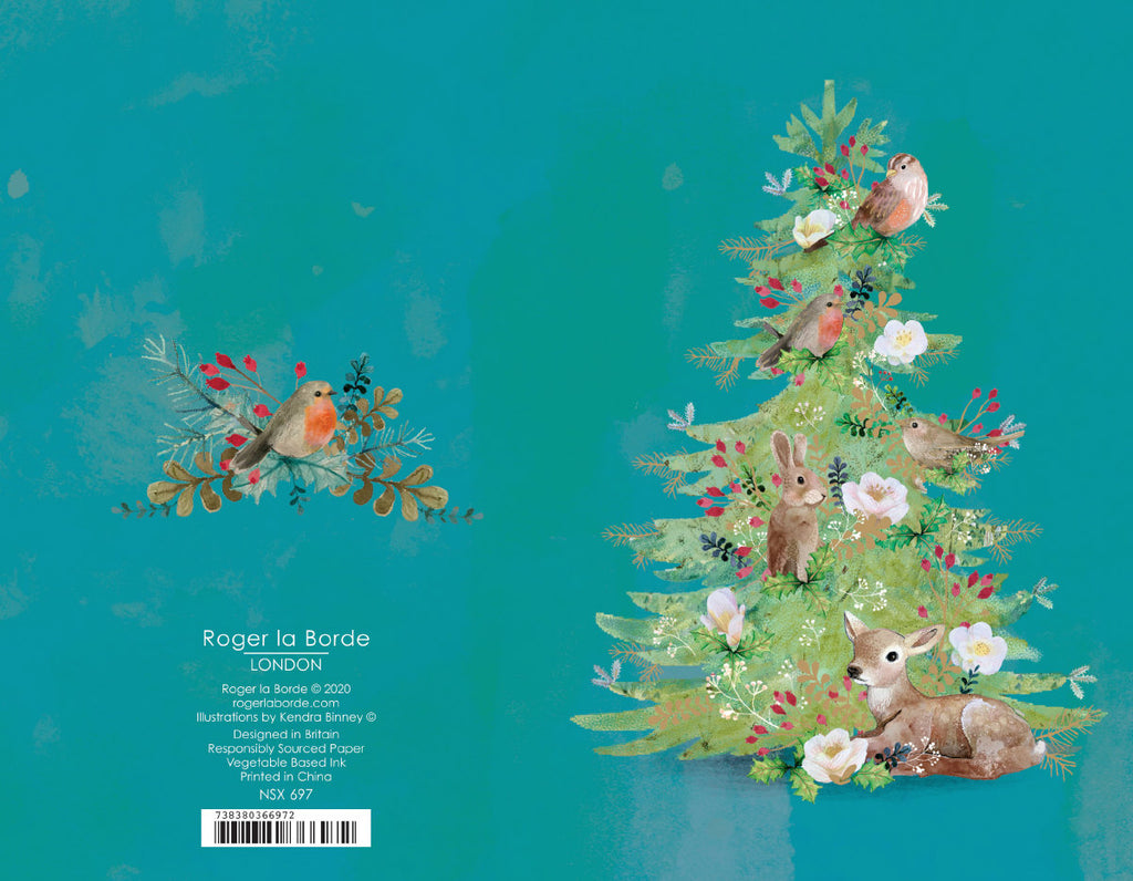 Roger la Borde Christmas Tree Notecard pack featuring artwork by Kendra Binney