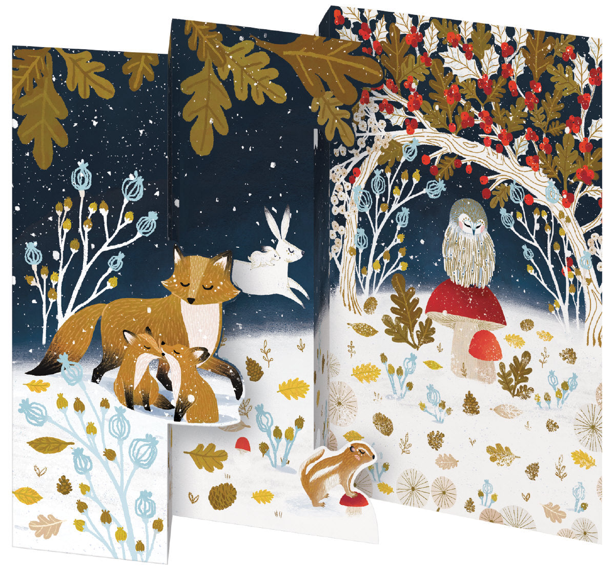 Roger la Borde Frosty Forest Trifold Notecard featuring artwork by Antoana Oreski