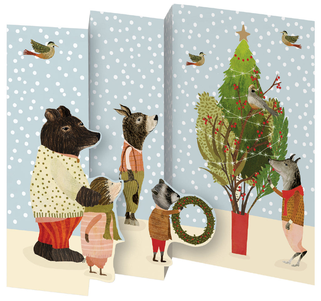 Roger la Borde Christmas Procession Trifold Notecard featuring artwork by Katherine Quinn