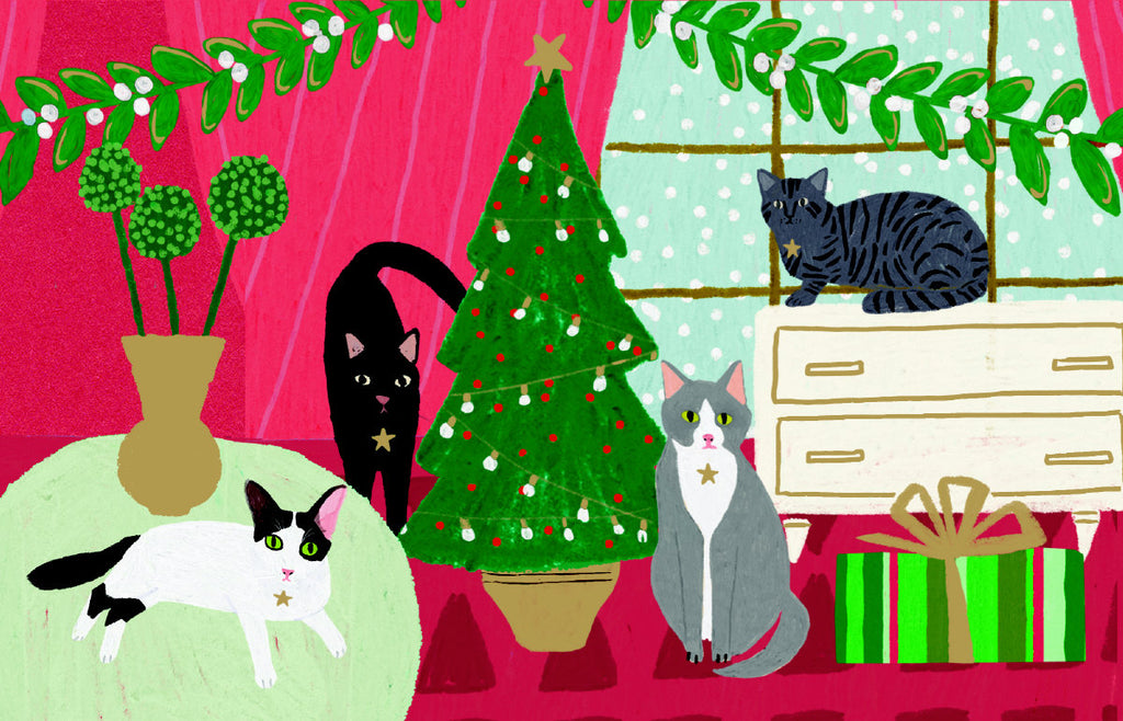 Roger la Borde Cat and Dog Palais Notecard featuring artwork by Anne Bentley