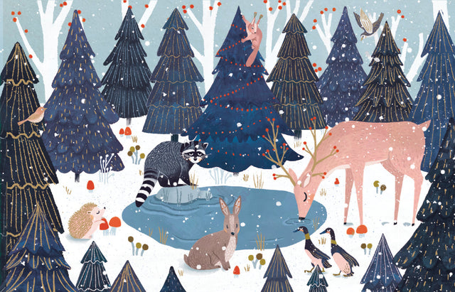 Roger la Borde Frosty Forest Notecard featuring artwork by Antoana Oreski