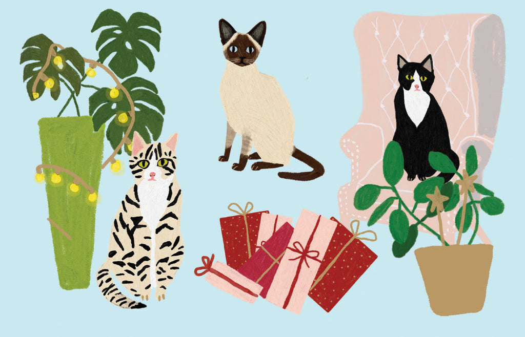 Roger la Borde Cat and Dog Palais Foil Notecard Pack featuring artwork by Anne Bentley