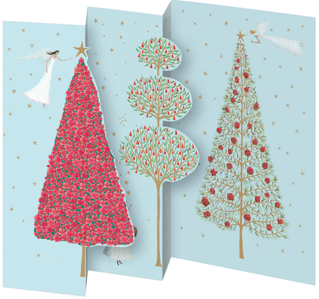 Roger la Borde Christmas Tree Tri-fold Card Pack featuring artwork by Roger la Borde