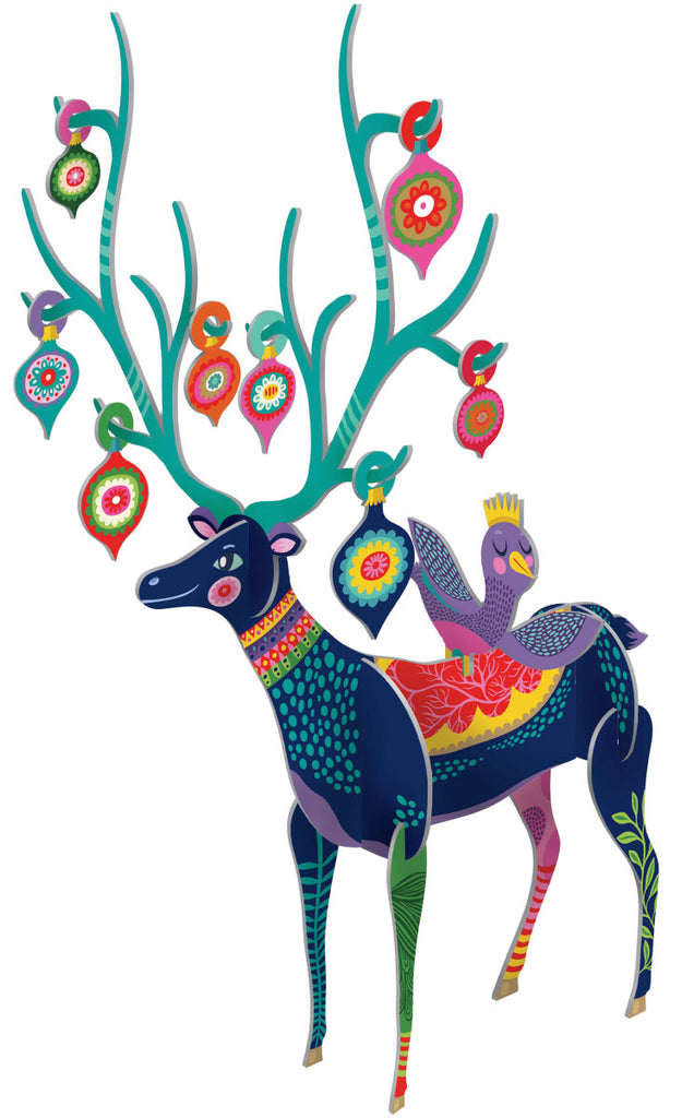 Roger la Borde Folksy Reindeer Pop & Slot Decoration featuring artwork by Helen Dardik