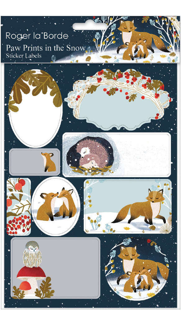 Roger la Borde Frosty Forest Sticker Labels Sheet featuring artwork by Antoana Oreski
