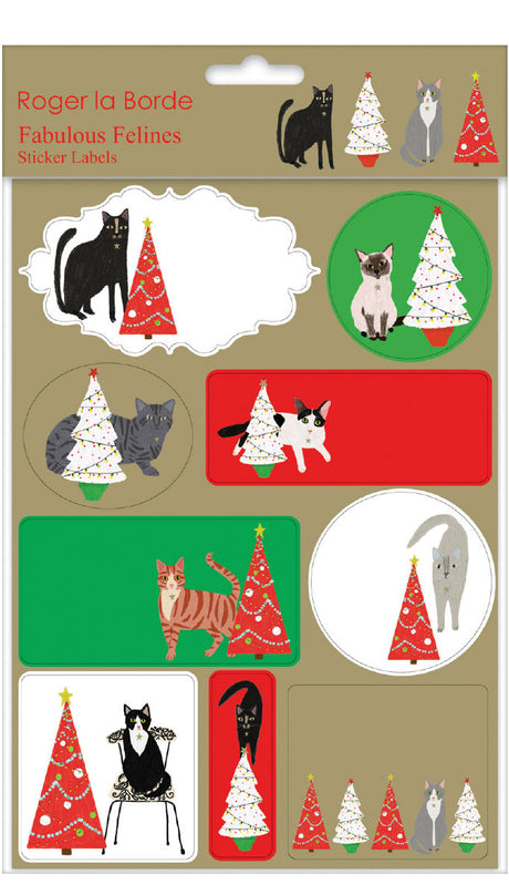 Roger la Borde Cat and Dog Palais Sticker Labels Sheet featuring artwork by Anne Bentley