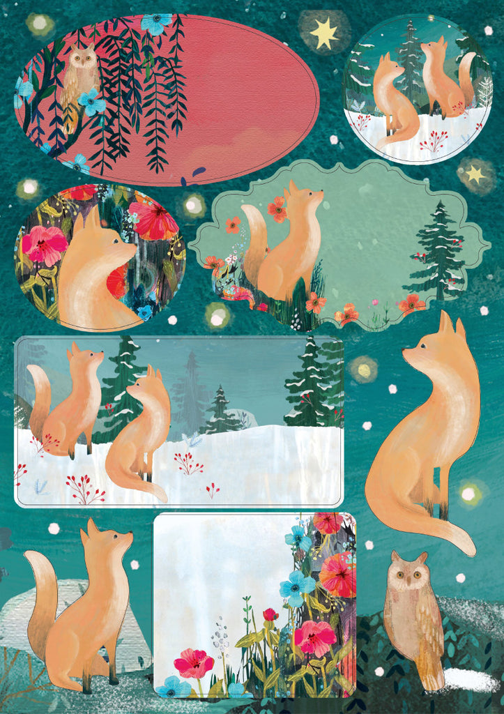 Roger la Borde Moonlit Meadow Sticker Labels Sheet featuring artwork by Kendra Binney
